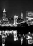 Downtown Cleveland Skyline Black and White Vertical Downtown Cleveland Skyline black and white