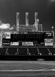 Jacobs Field First Base Dugout Black and White Vertical Jacobs Field First Base Dugout black and white