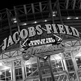 Jacobs Field Sign Black and White Square Jacobs Field Sign black and white