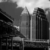 Key Bank Building From Jacobs Field Black and White Square Key Bank Building From Jacobs Field black and white