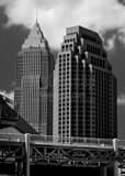 Key Bank Building From Jacobs Field Black and White Vertical Key Bank Building From Jacobs Field black and white