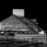 Rock And Roll Hall Of Fame Black and White Square Rock And Roll Hall Of Fame black and white