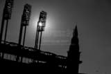 Sunset Through Jacobs Field Lights Black and White Horizontal Sunset Through Jacobs Field Lights black and white