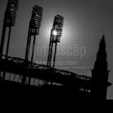 Sunset Through Jacobs Field Lights Black and White Square Sunset Through Jacobs Field Lights black and white