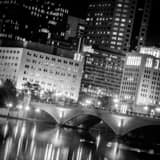 Broad Street Bridge Over Scioto River Black and White Square Broad Street Bridge Over Scioto River black and white