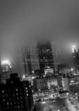 Columbus Skyline In Fog Black and White Vertical Columbus Skyline In Fog black and white
