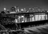 Columbus Skyline New Main Street Bridge Black and White Horizontal Columbus Skyline New Main Street Bridge black and white