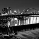 Columbus Skyline New Main Street Bridge Black and White Square Columbus Skyline New Main Street Bridge black and white