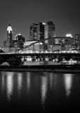 Columbus Skyline New Main Street Bridge Black and White Vertical Columbus Skyline New Main Street Bridge black and white