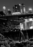 Columbus Skyline New Main Street Bridge Black and White Vertical Columbus Skyline New Main Street Bridge black and white
