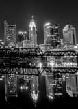 Columbus Skyline Reflecting In Scioto River Black and White Vertical Columbus Skyline Reflecting In Scioto River black and white