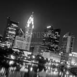 Columbus Skyline Skewed Angle Black and White Square Columbus Skyline Skewed Angle black and white