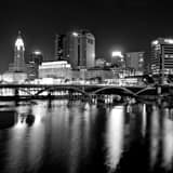 Downtown Columbus Ohio City Skyline Black and White Square Downtown Columbus Ohio City Skyline black and white