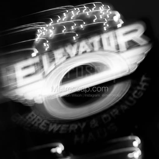 Columbus Black and White Photos of The Elevator Brewery Sign on North High Street The Elevator Brewery Sign on North High Street -- Columbus Black and White Photos