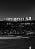 Huntington Park From Left Field Bleachers Black and White Vertical Huntington Park From Left Field Bleachers black and white