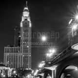 Leveque Tower Full Moon Black and White Square Leveque Tower Full Moon black and white