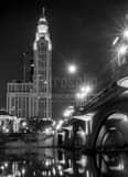 Leveque Tower Full Moon Black and White Vertical Leveque Tower Full Moon black and white
