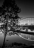 Main Street Bridge Black and White Vertical Main Street Bridge black and white