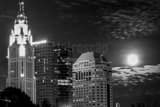 Moon Rise Behind Columbus Skyline Black and White Horizontal Moon Rise Behind Columbus Skyline black and white