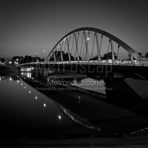 Matte Black MDF Framed Black and White Columbus Photograph: The NEW Main Street Bridge in Columbus Ohio in a Square Matte Black MDF Frame