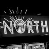 North Market Sign Black and White Square North Market Sign black and white