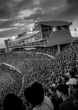 Ohio Stadium Press Box Black and White Vertical Ohio Stadium Press Box black and white