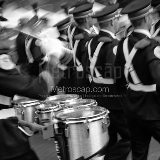 Matte Black MDF Framed Black and White Columbus Photograph: The Best Damn Band In The Land in a Square Matte Black MDF Frame