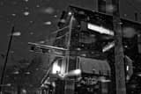 Olde Mohawk German Village Snowstorm Black and White Horizontal Olde Mohawk German Village Snowstorm black and white