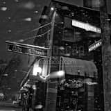 Olde Mohawk German Village Snowstorm Black and White Square Olde Mohawk German Village Snowstorm black and white