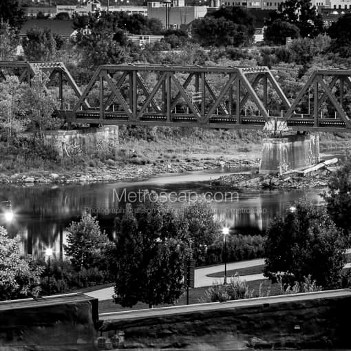Columbus Black and White Photos of A Railroad Bridge over the Scioto River in Downtown Columbus A Railroad Bridge over the Scioto River in Downtown Columbus -- Columbus Black and White Photos