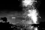 Red White Boom Fireworks From Northbank Park Black and White Horizontal Red White Boom Fireworks From Northbank Park black and white