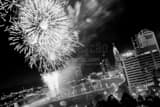 Red White Boom Fireworks From Waterford Tower Black and White Horizontal Red White Boom Fireworks From Waterford Tower black and white
