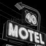 Route 40 Motel Neon Sign Black and White Square Route 40 Motel Neon Sign black and white