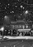 Schmidts Restaurant German Village Snow Black and White Vertical Schmidts Restaurant German Village Snow black and white