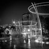 Scioto Mile Fountains Black and White Square Scioto Mile Fountains black and white