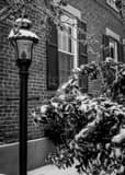 Snowy German Village Home Black and White Vertical Snowy German Village Home black and white
