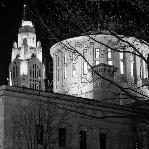 Columbus Black and White Photos of The Statehouse Rotunda and Top of LeVeque Tower The Statehouse Rotunda and Top of LeVeque Tower -- Columbus Black and White Photos