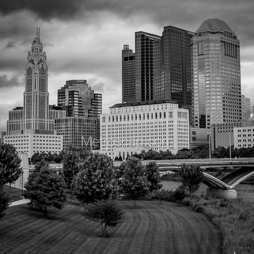 Columbus Black and White Photos of Storm Clouds over the Downtown Columbus Skyline Storm Clouds over the Downtown Columbus Skyline -- Columbus Black and White Photos