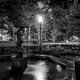 Umbrella Girl Fountain Schiller Park Black and White Square Umbrella Girl Fountain Schiller Park black and white