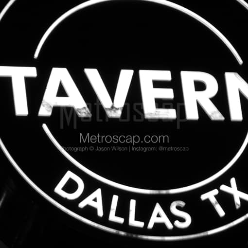Matte Black MDF Framed Black and White Dallas Photograph: A Dallas Texas Tavern in a Square Matte Black MDF Frame
