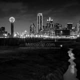 Dallas Tx Skyline Trinity River Floodplain Black and White Square Dallas Tx Skyline Trinity River Floodplain black and white