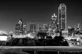 Downtown Dallas Skyline Stemmons Expressway Black and White Horizontal Downtown Dallas Skyline Stemmons Expressway black and white