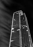 Green Outline Building Black and White Vertical Green Outline Building black and white