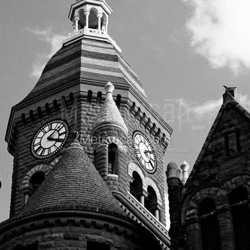 Matte Black MDF Framed Black and White Dallas Photograph: The Old Red Courthouse in a Square Matte Black MDF Frame
