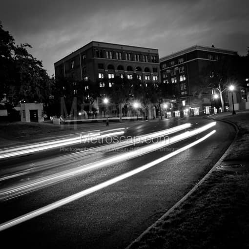 Matte Black MDF Framed Black and White Dallas Photograph: The Sixth Floor Museum in a Square Matte Black MDF Frame