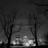 Dayton Skyline Under The Stars Black and White Square Dayton Skyline Under The Stars black and white