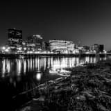Downtown Dayton Ohio Skyline Black and White Square Downtown Dayton Ohio Skyline black and white