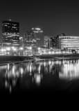 Downtown Dayton Ohio Skyline Riverside Drive Black and White Vertical Downtown Dayton Ohio Skyline Riverside Drive black and white