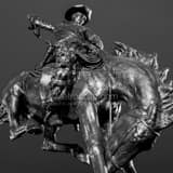 Bucking Bronco Statue Black and White Square Bucking Bronco Statue black and white