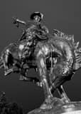 Bucking Bronco Statue Black and White Vertical Bucking Bronco Statue black and white